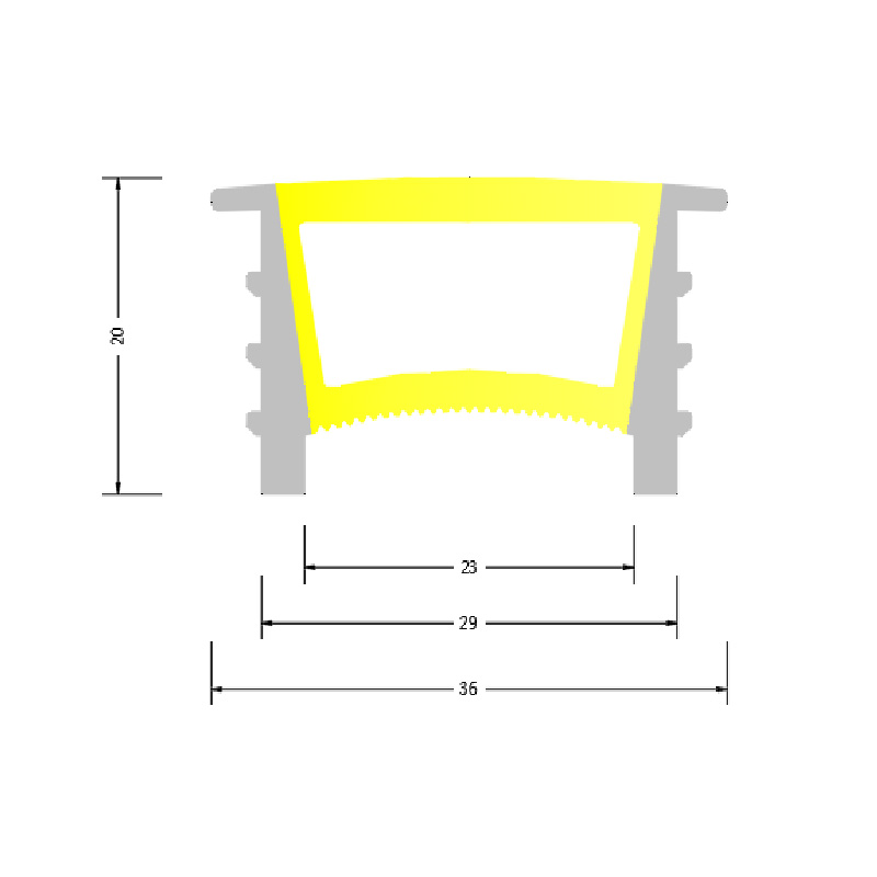 Silicone Diffuser With Flange No Bottom For 20mm LED Light Strip - 30*20mm Top Emitting